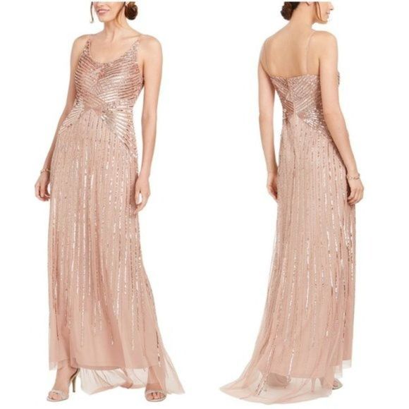 Adrianna Papell Petite Beaded Sequined Gown Women